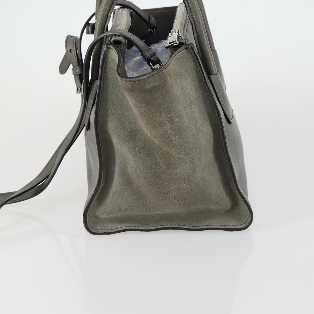 PRADA Studs Hand Bag Suede Leather 2way Gray Silver Auth BA8646 - Picture 3 of 16